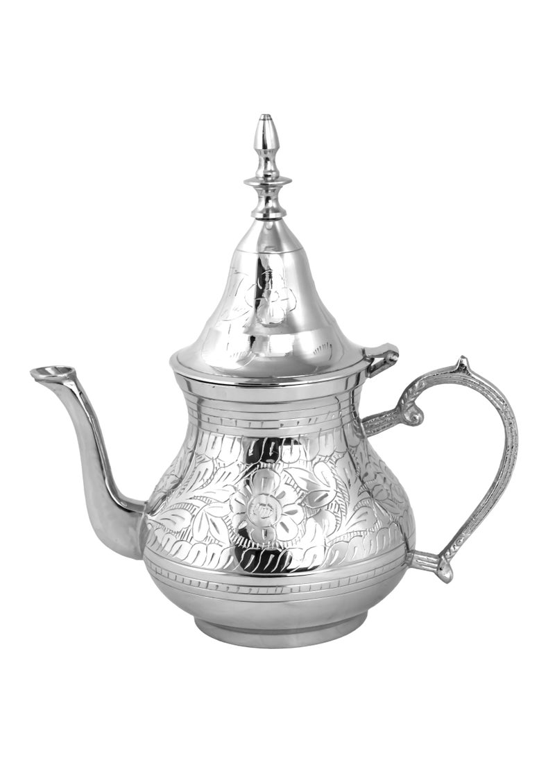 Home - Brass Moroccan Teapot 800ml Rose Design Handmade Traditional Tea Kettle for Arabic and Turkish Tea - Image 1