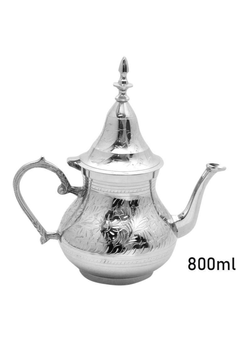 Home - Brass Moroccan Teapot 800ml Rose Design Handmade Traditional Tea Kettle for Arabic and Turkish Tea - Image 1