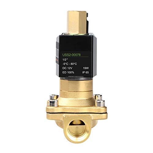 U.S. Solid 1/2" Brass 12V DC Electric Solenoid Valve Normally Open Air Non-potable Water NBR - Image 3