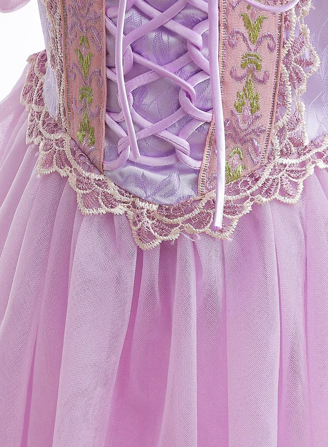 Take Two  Girls Puff Sleeve Lace Trim Tie Front Princess Party Dress for Women | Best Price UAE