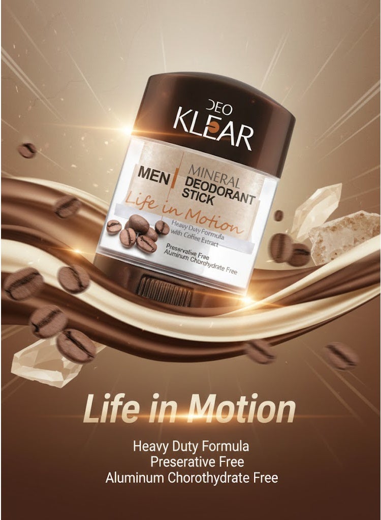 DEO KLEAR Life In Motion Mineral Deodorant Stick For Men 70g - Image 2
