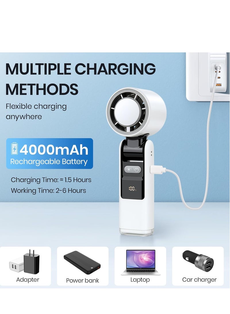 ALASAMCO Portable Handheld Fan, Speed(1-100) Adjustable Mini Turbo Fans, 4000mAh Battery USB Rechargeable Personal Fans, LED Digital Display, 3 IN 1 Foldable Fan with Night Light for Travel/Camping/Outdoor/Office - Image 5