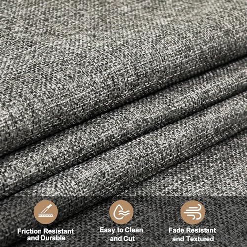 M Mute Touch Heavy Linen Fabric 80x57 Inches, 1.2mm Thickness, Plain Solid Color Cloth for Embroidery, Clothing, Sewing - Linen Texture Material (Dark Grey) - Image 3