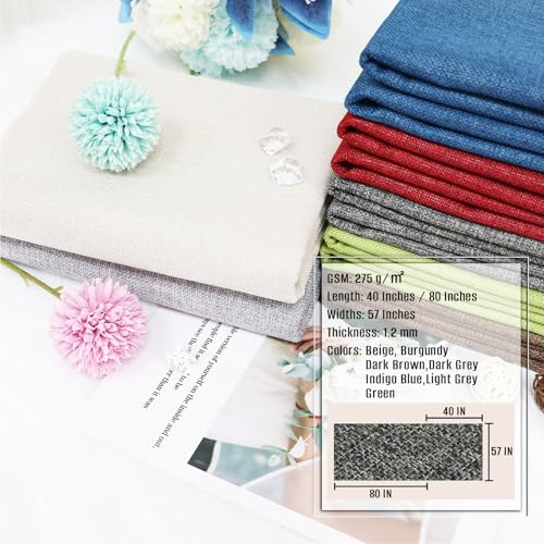 M Mute Touch Heavy Linen Fabric 80x57 Inches, 1.2mm Thickness, Plain Solid Color Cloth for Embroidery, Clothing, Sewing - Linen Texture Material (Dark Grey) - Image 4