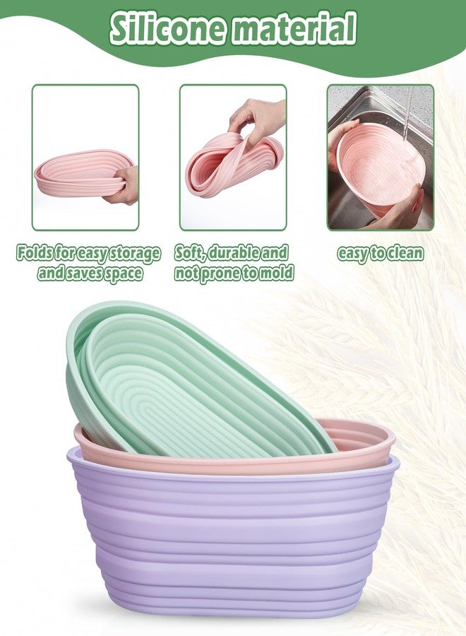 Nuogo 9 Pack Oval Bread Proofing Basket Silicone 10 Inch Collapsible Sourdough Bread Baking Supplies Dough Proofing Bowl with Dough Scraper and Basket Covers for Making Bread - Image 3