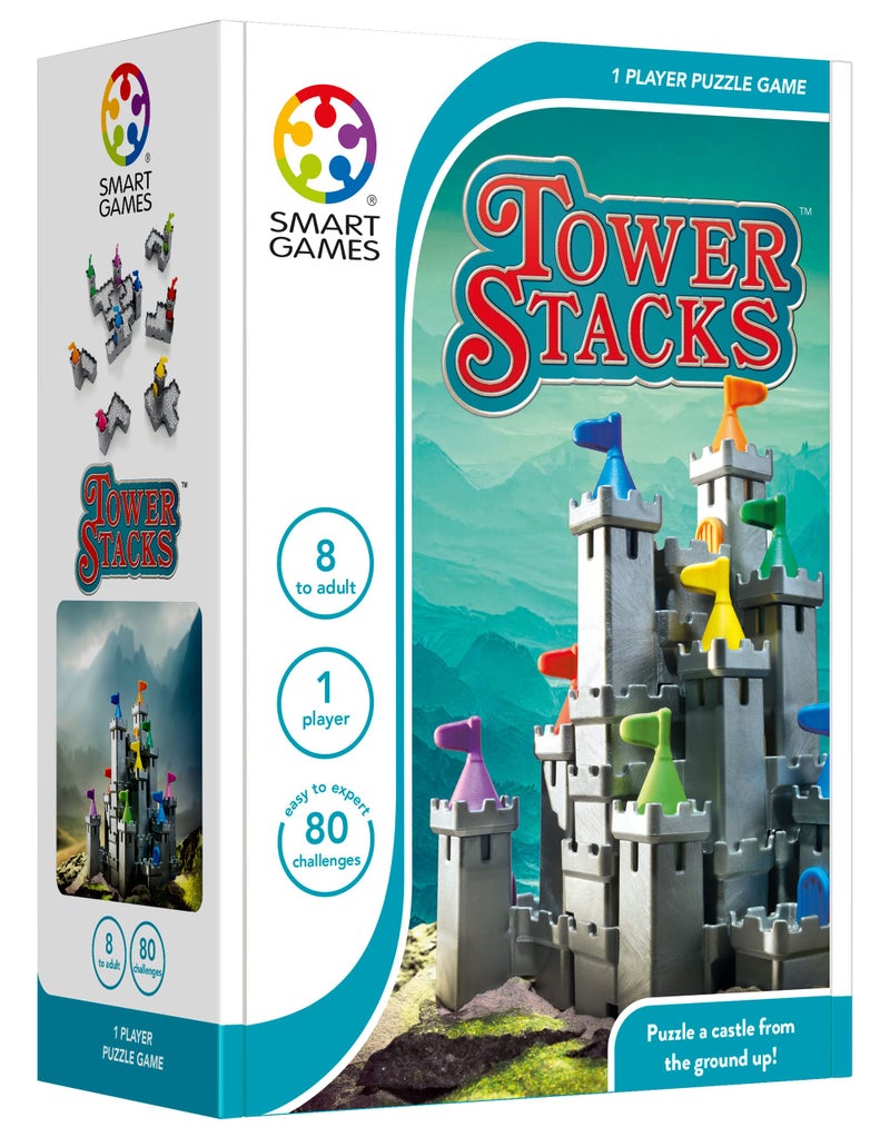 SmartGames Tower Stacks Castle Building Game with 80 Challenges for Ages 8-Adult - Image 3
