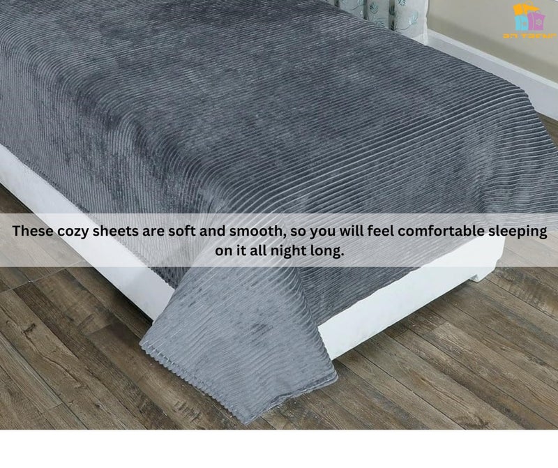 RD TREND 190 GSM Flannel Warm Bedsheets for Winter Single Bed(60x90 Inches) with 1 Pillow Cover Size (18x28 Inches) Color- Grey - Image 5