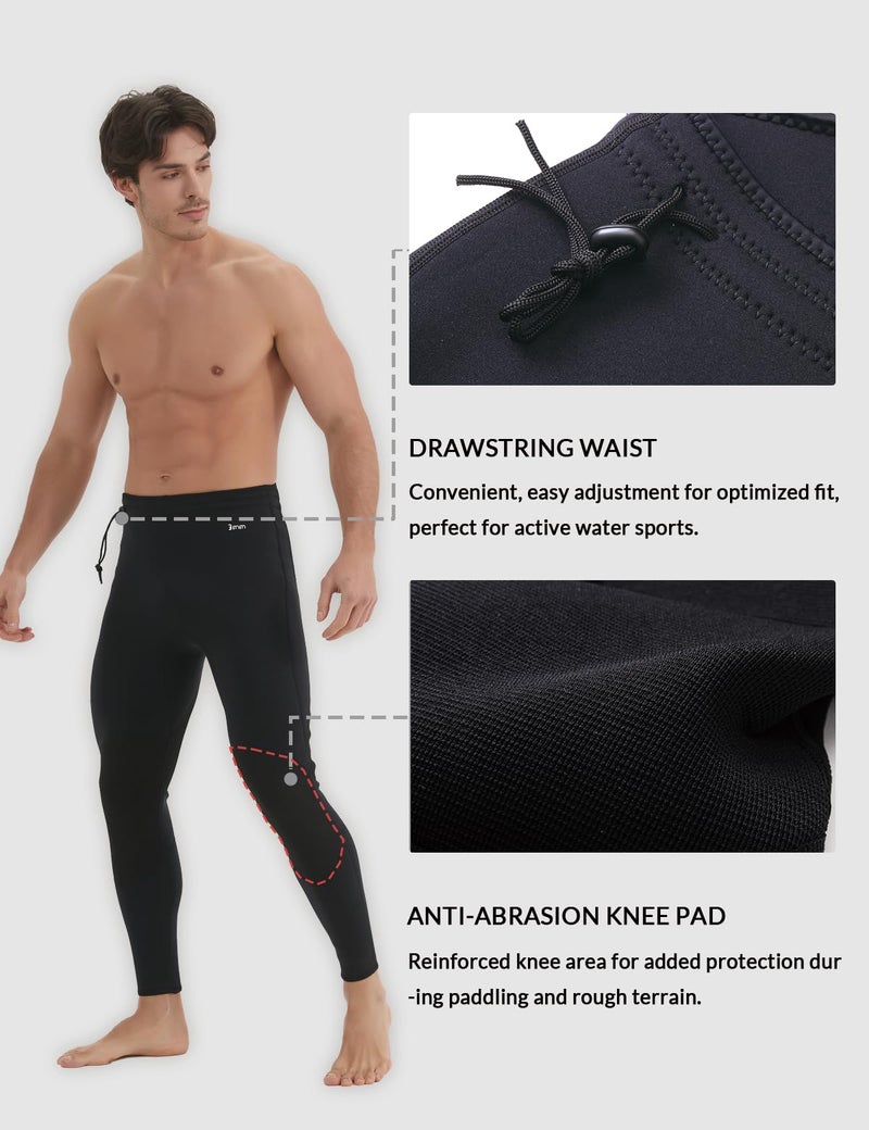 Lemorecn Wetsuit Pants Men 3mm Neoprene Swim Pants for Swimming Canoeing Snorkeling Scuba Kayaking Diving(1031black-XL) - Image 4