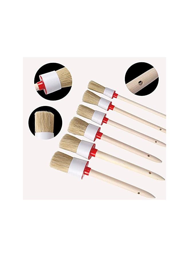 KASTWAVE Car Detailing Brush Set for Cleaning Wheels, Interior, Exterior, Leather, Includes 6Pcs Wooden Handle Automotive Detail Brush, 3Pcs Wire Brush and 2Pcs Air Conditioner Brush 11Pcs - Image 5