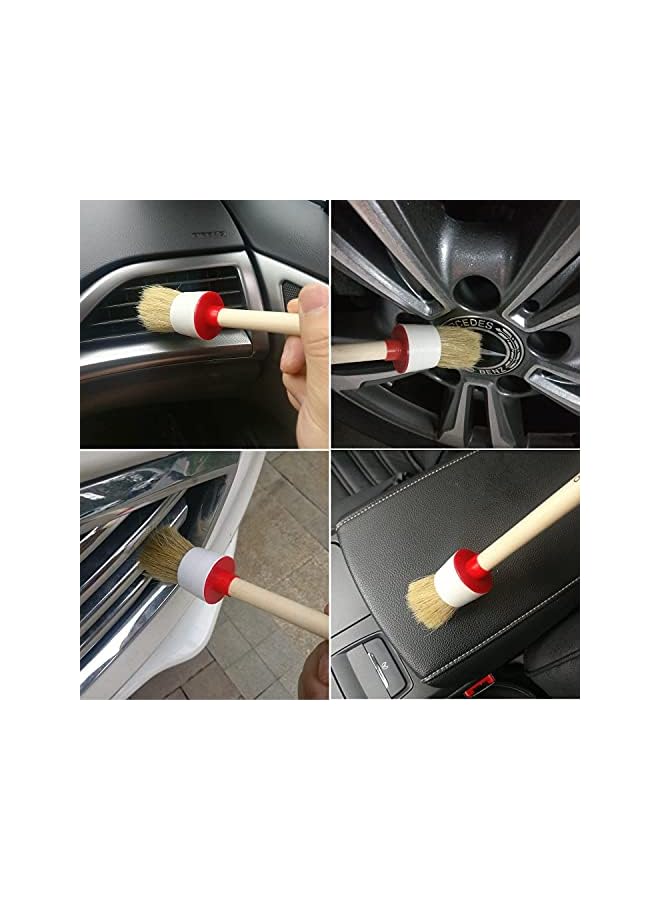 KASTWAVE Car Detailing Brush Set for Cleaning Wheels, Interior, Exterior, Leather, Includes 6Pcs Wooden Handle Automotive Detail Brush, 3Pcs Wire Brush and 2Pcs Air Conditioner Brush 11Pcs - Image 4