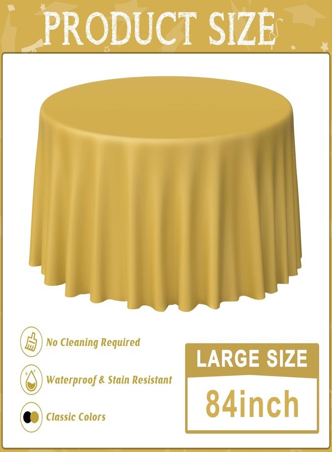 MASHAN 12 Pcs Black and Gold Plastic Tablecloths Bulk,84 Inch Disposable Round Party Table Cloth Waterproof Table Cover for Birthday Wedding Anniversary Graduation Party Decorations Supplies - Image 2