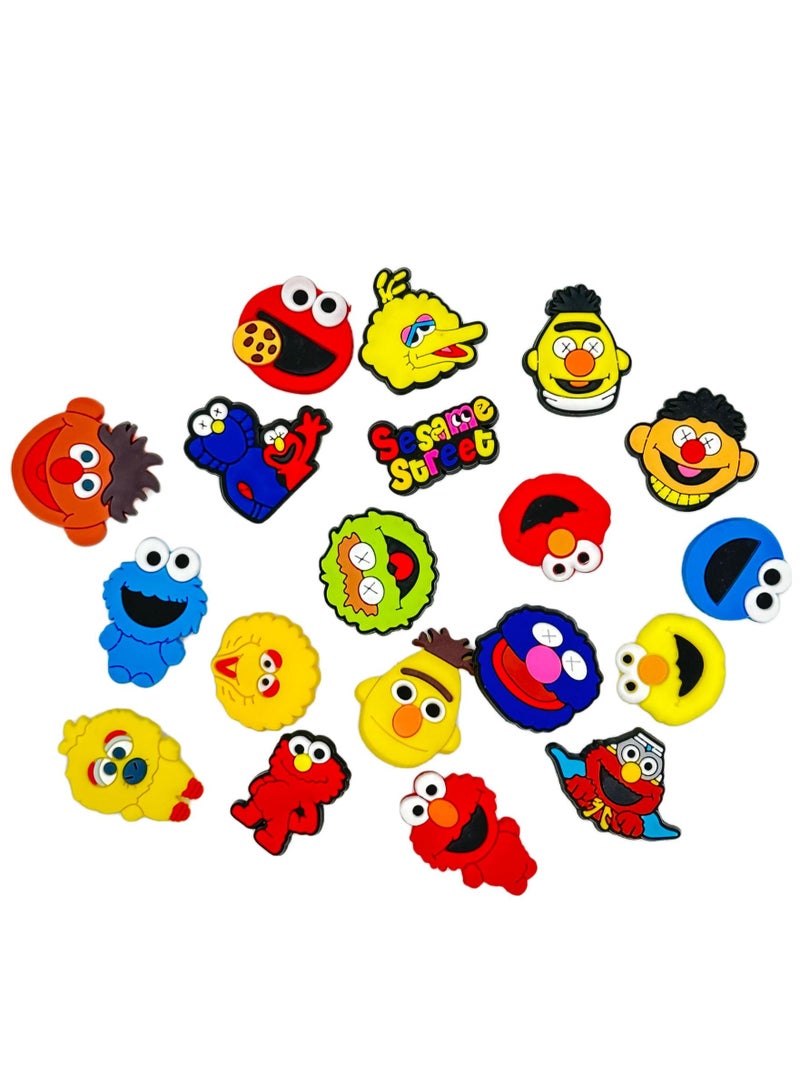 Sesame Street Jibbitz Shoe Decoration Charms Crocs Shoes Slippers and Mini Charm Bracelet Wristband for Men Women and Kids (19 pieces) - Image 1