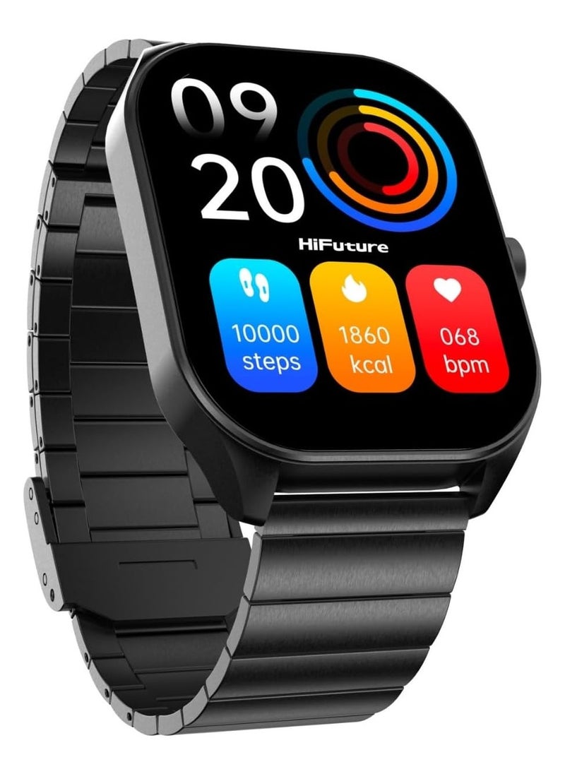 HiFuture - Apex 2.04" Amoled Stainless Steel Wireless Calling Smartwatch - Black - Image 1