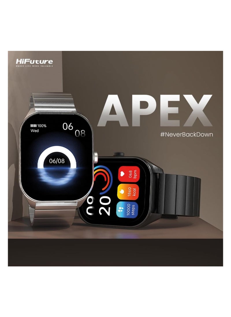 HiFuture - Apex 2.04" Amoled Stainless Steel Wireless Calling Smartwatch - Black - Image 1