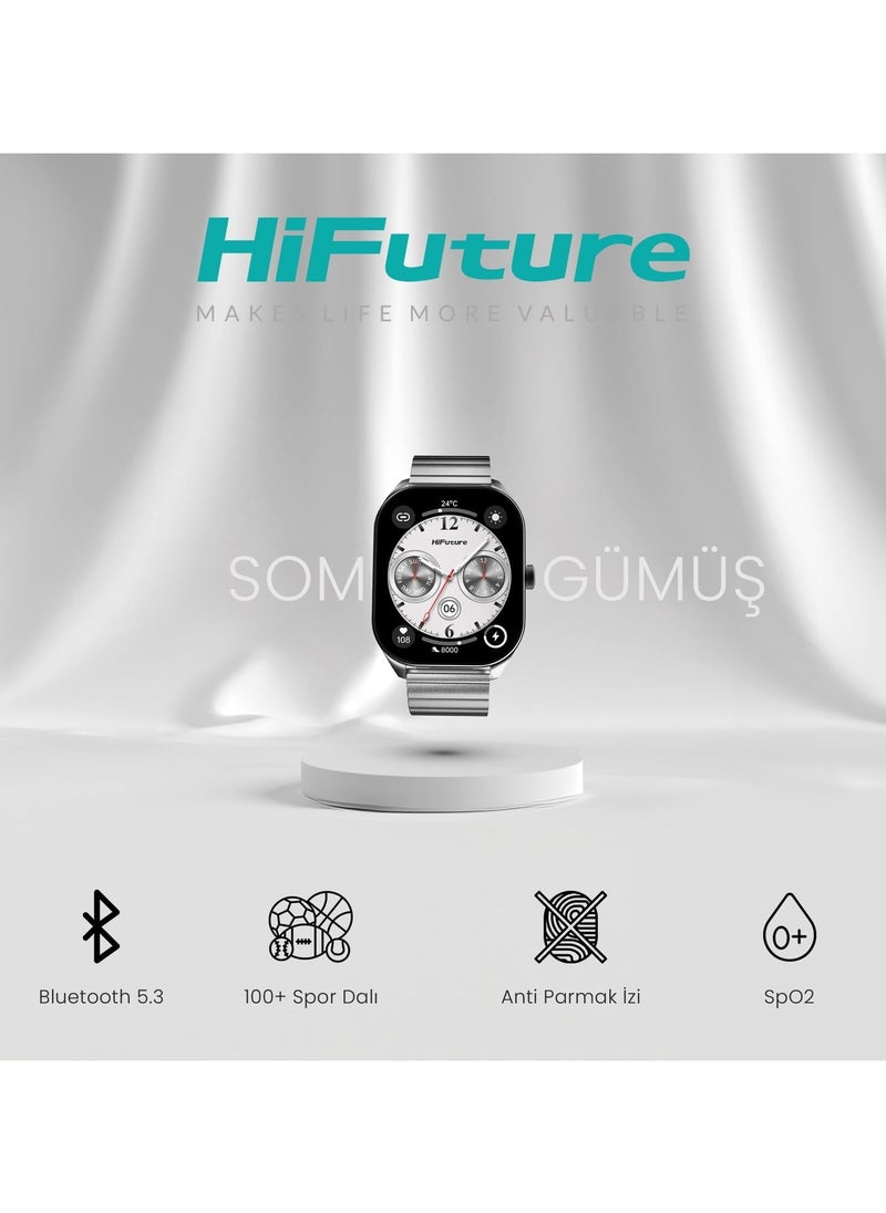 HiFuture - Apex 2.04" Amoled Stainless Steel Wireless Calling Smartwatch - Black - Image 1