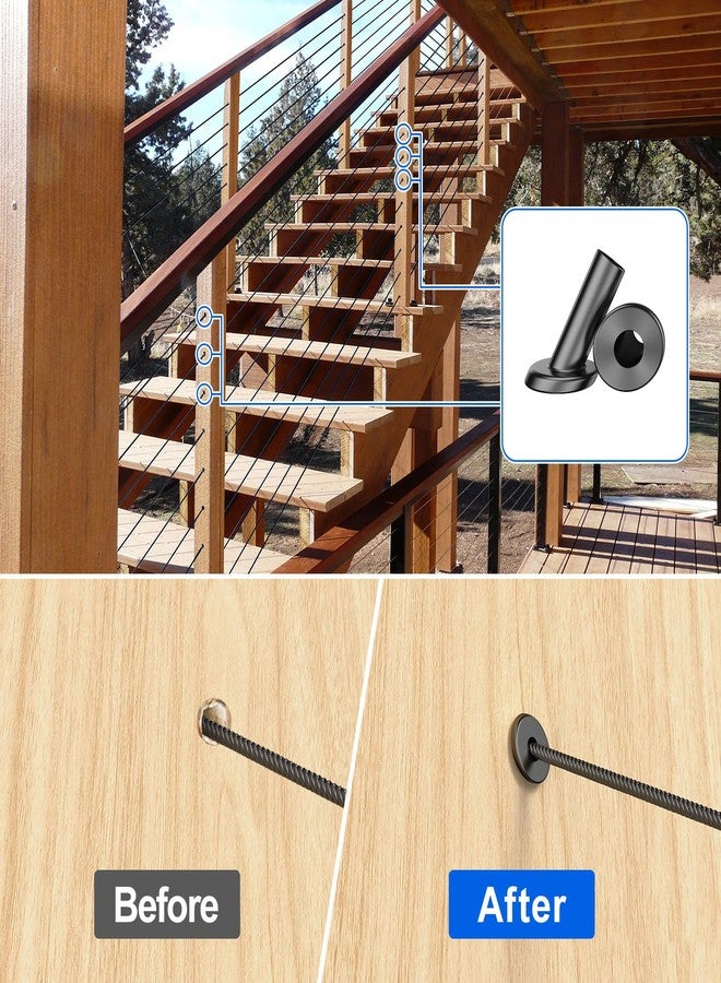 BLIKA 40 Pack 25 30 35 Degree 1/8" Black Angle Beveled Protector Sleeves, Angled Post Protector for 1/8" Cable Railing, T316 Stainless Steel, 30 Degree Black Angle Beveled Protector Sleeves - Image 4