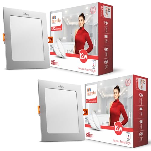 Murphy 12-Watt Slim Square LED Panel Ceiling Light (Natural White, Pack of 2) - Image 1