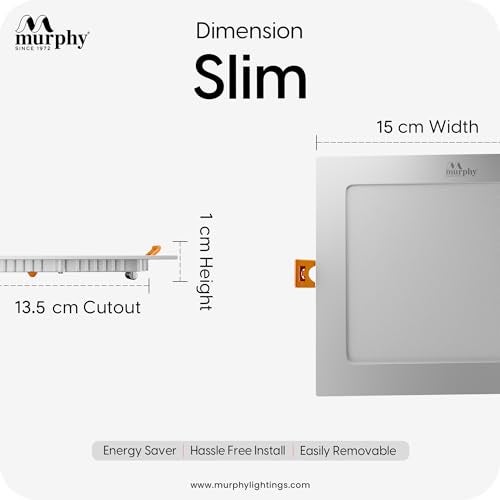 Murphy 12-Watt Slim Square LED Panel Ceiling Light (Natural White, Pack of 2) - Image 4