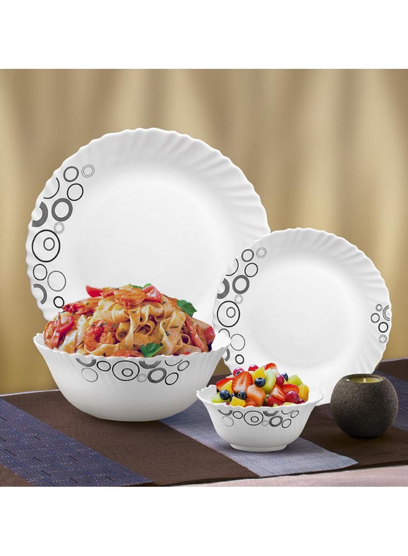 لاوبالا طقم عشاء LaOpala Classic 44 قطعة من المواد الزجاجية، مجموعة عشاء Misty Drops، آمنة للاستخدام في الميكروويف وآمنة للاستخدام في غسالة الأطباق، أوعية خفيفة الوزن وأكواب وأطباق قابلة لإعادة الاستخدام - Image 2