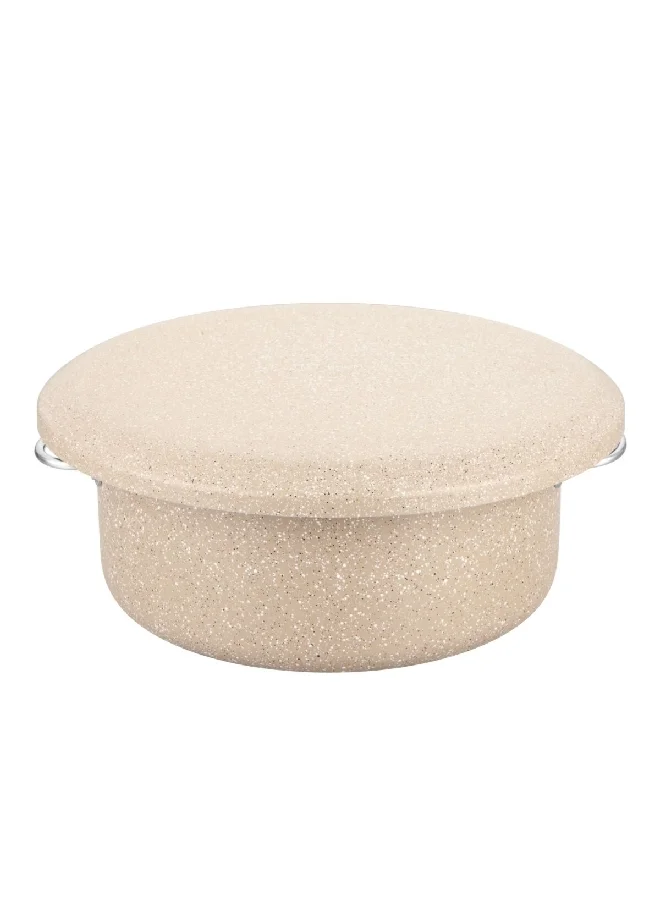 PARFAIT Natural Force Non-Stick Marble Coating Casserole With Lid Cream 24 X 11 Cm Tata-2411/Cream