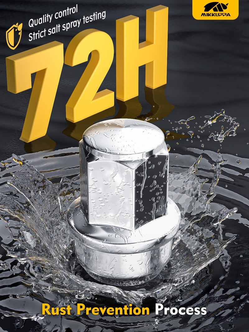 MIKKUPPA 24pcs M14x1.5 F150 Lug Nuts, Chrome OEM Style Replacement for 2015-2024 F-150 F150 Expedition Lincoln Navigator Factory Wheels 21mm Hex Anti-Rusting Updated Tire Nuts - Image 3