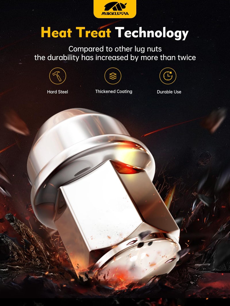 MIKKUPPA 24pcs M14x1.5 F150 Lug Nuts, Chrome OEM Style Replacement for 2015-2024 F-150 F150 Expedition Lincoln Navigator Factory Wheels 21mm Hex Anti-Rusting Updated Tire Nuts - Image 4