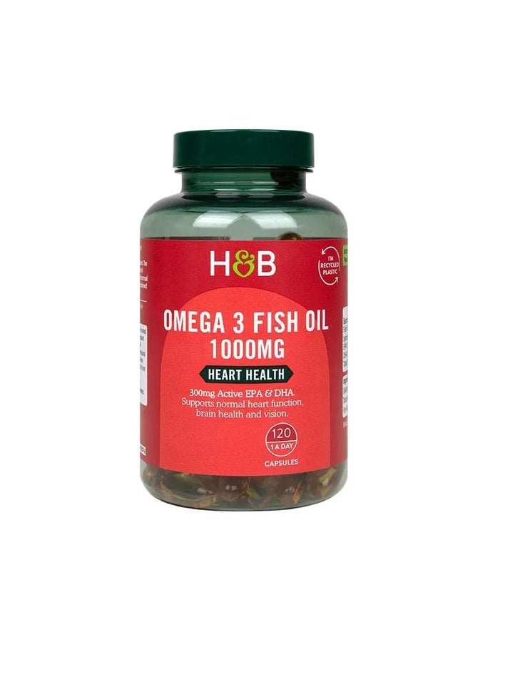 H&B H&B Omega 3 Fish Oil 1000mg Capsules For Heart Health, Pack of 120's 