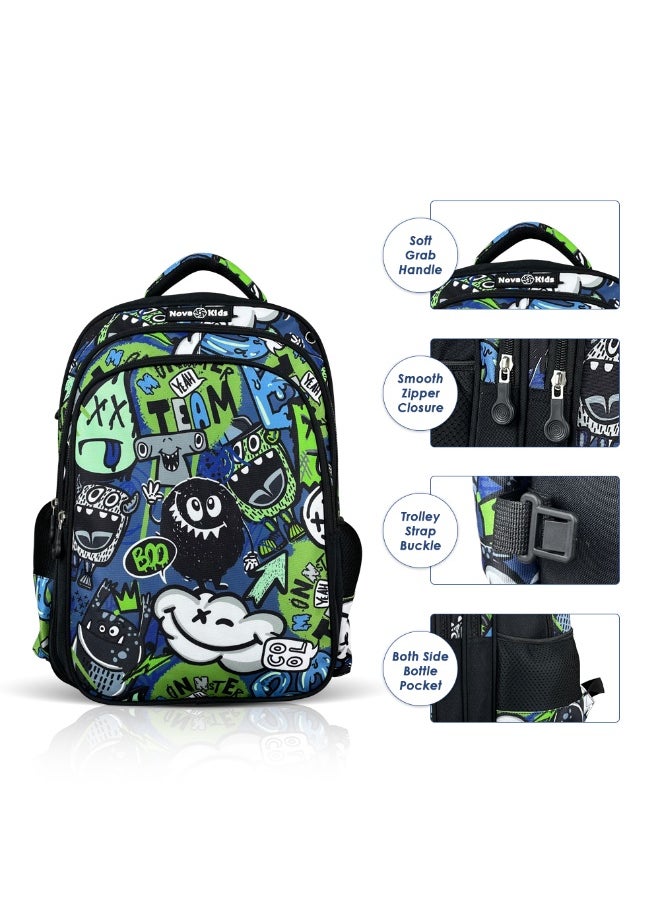 Nova kids Nova Kids School Bag w/ Trolley - GenZ Black, 17.5"  - Image 5