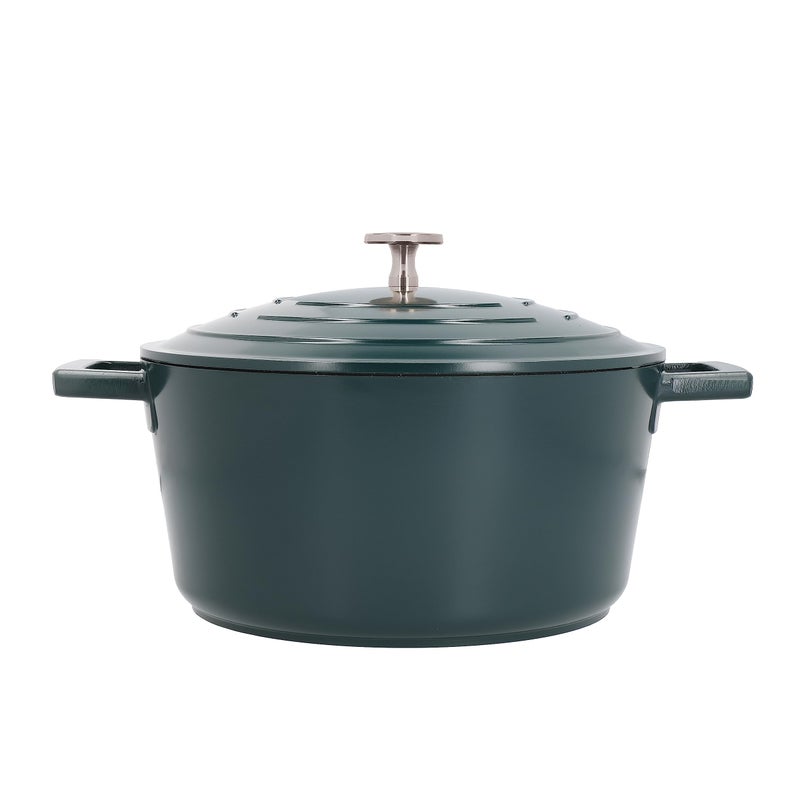 MasterClass Medium Casserole Dish with Lid 4 Litre24 cm Lightweight Cast Aluminium Induction Hob and Oven Safe Hunter Green