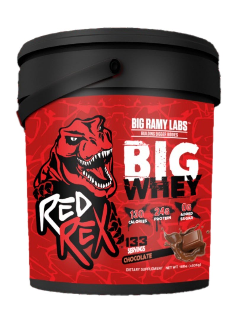 RED REX Big Whey Protein Powder - Chocolate Flavor - 10lb (4.53kg) - 24 g Protein Per Serving - 133 Servings - for Muscle Growth & Recovery - Image 1