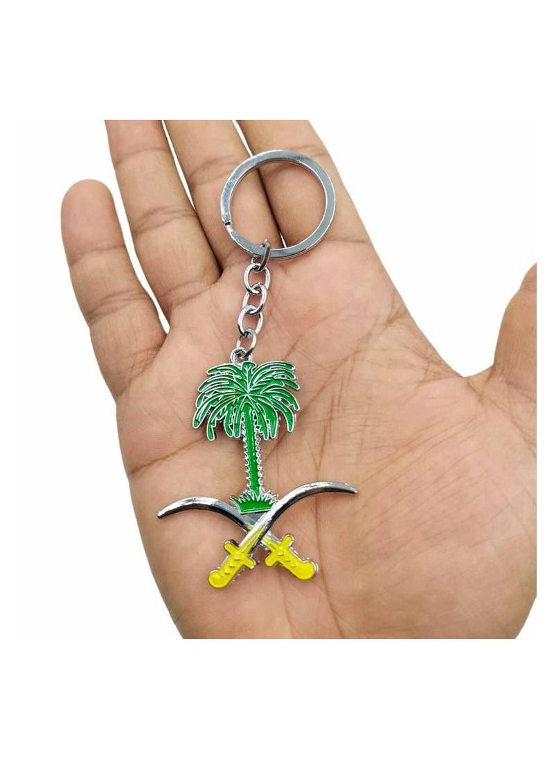 ماركة غير محددة - نوعية جيدة سلسلة مفاتيح السيارة المملكة العربية السعودية شعار وطني شعار مفتاح سلسلة معدنية الديكور المفاتيح مع شعار المملكة العربية السعودية 1 قطعة - Image 1