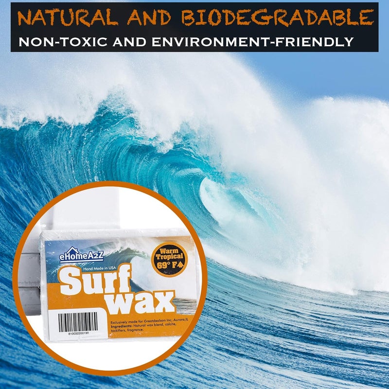 EHOMEA2Z Surf Wax Warm Tropical Hot High Performance All Natural Bump Mango Scent Surfwax Surfing Surfboard Skimboard Water Sticky - Image 2