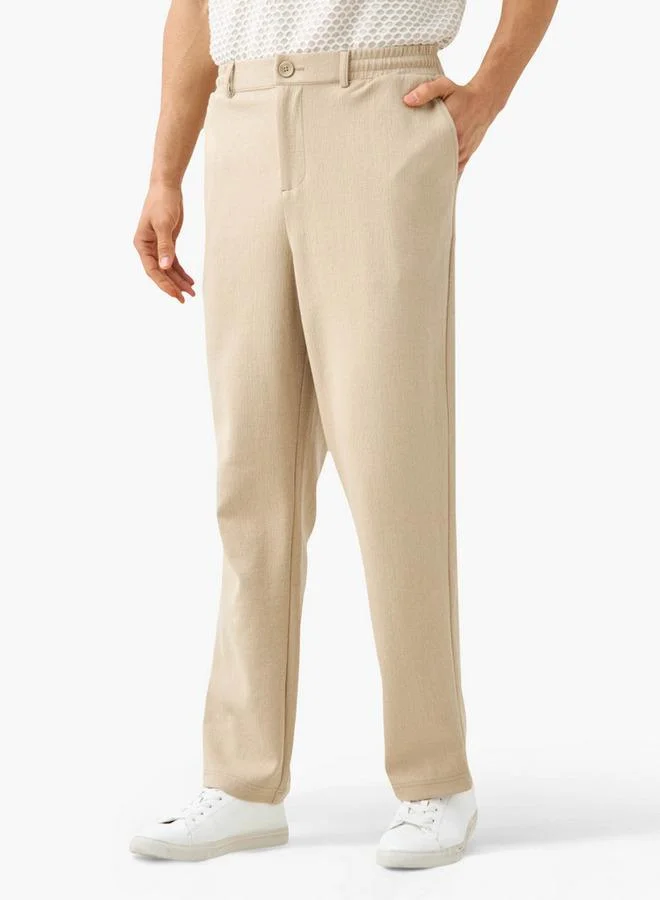 ايكونيك بنطلون بخصر مرن وقصة عادية وزر إغلاق من آيكونيك