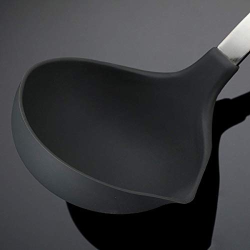 HEXONIQ® Silicone Large Ladle & Spatula Set, Heat Resistant Silicone Deep Soup Ladle, Shovel Turner with Stainless Steel & Nylon Handle Non-Stick Kitchen Cooking Utensil (1 Pcs Spatula & 1 Pcs Ladle) - Image 5