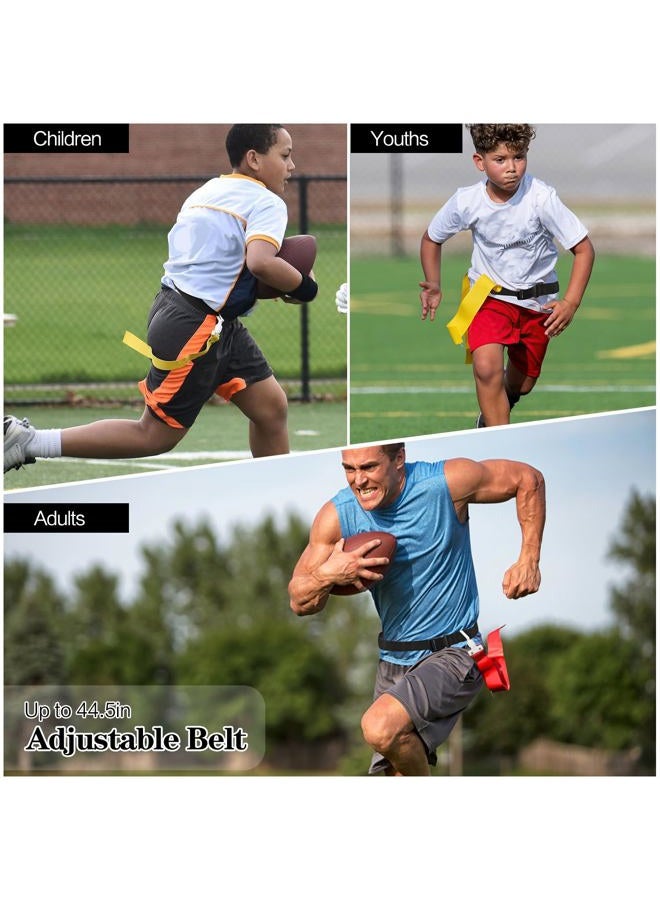 DkOvn Flag Football Belt, 1/2/4/10/14pcs Adjustable Flag Football Belt with Belt and Flags, for Kids, Youths, Adults(4pcs, 2 Blue+2 Yellow) - Image 2