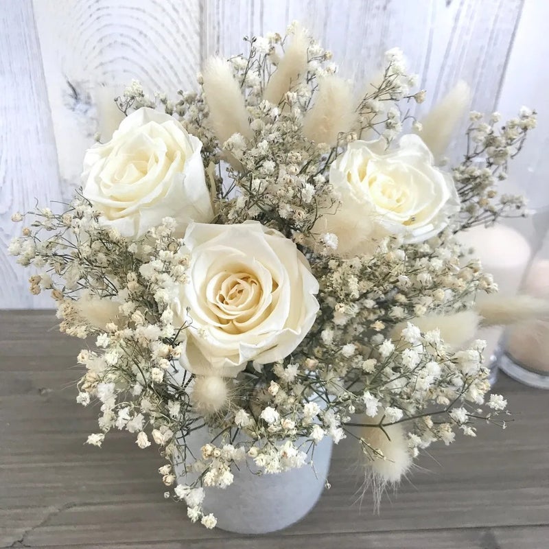 Bluejw Dry Preserved Real Flowers Bouquet - Pampas Grass, Mixed Roses, Dried Plants - Small Vase Filler, Table Centerpiece - Image 5