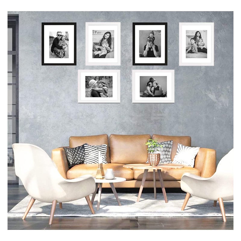 VMuzeder 8x10 إطار الصورة ريفي أبيض خشب المجموعة من 6 صور عرض 5x7 مع حصيرة أو 8x10 بدون حصيرة إطارات صور متعددة للجدار أو عرض الطاولة - Image 5