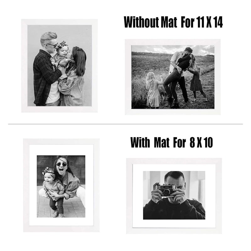 VMuzeder 8x10 إطار الصورة ريفي أبيض خشب المجموعة من 6 صور عرض 5x7 مع حصيرة أو 8x10 بدون حصيرة إطارات صور متعددة للجدار أو عرض الطاولة - Image 4