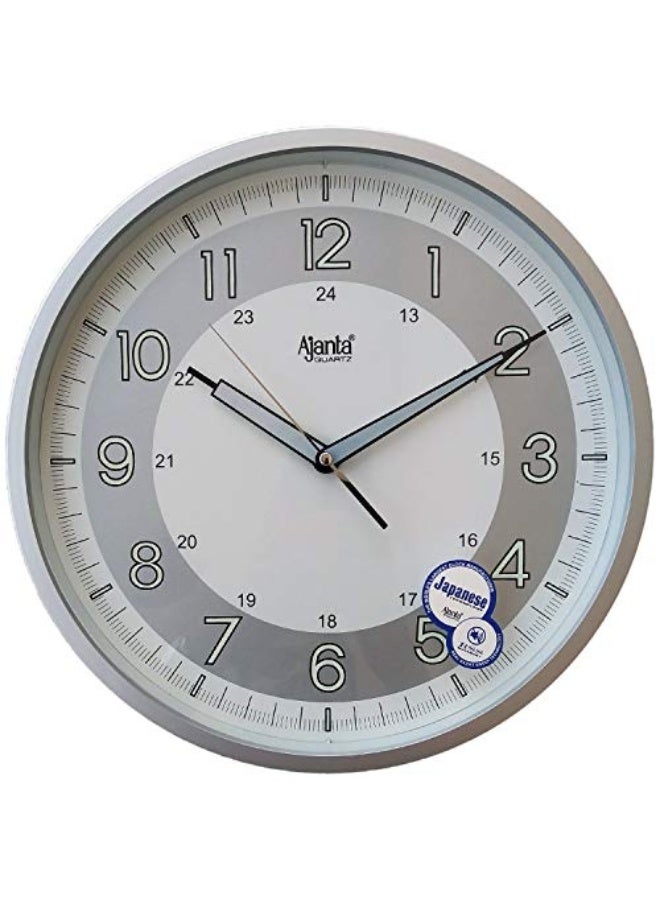 Ajanta ساعة حائط أنالوج صامتة من أجانتا - إطار بلاستيكي أبيض مع وجه زجاجي | 30.3 × 30.3 × 4.5 سم | ساعة حائط دائرية أنيقة للمنزل والمكتب - نموذج 2937-أبيض - Image 1