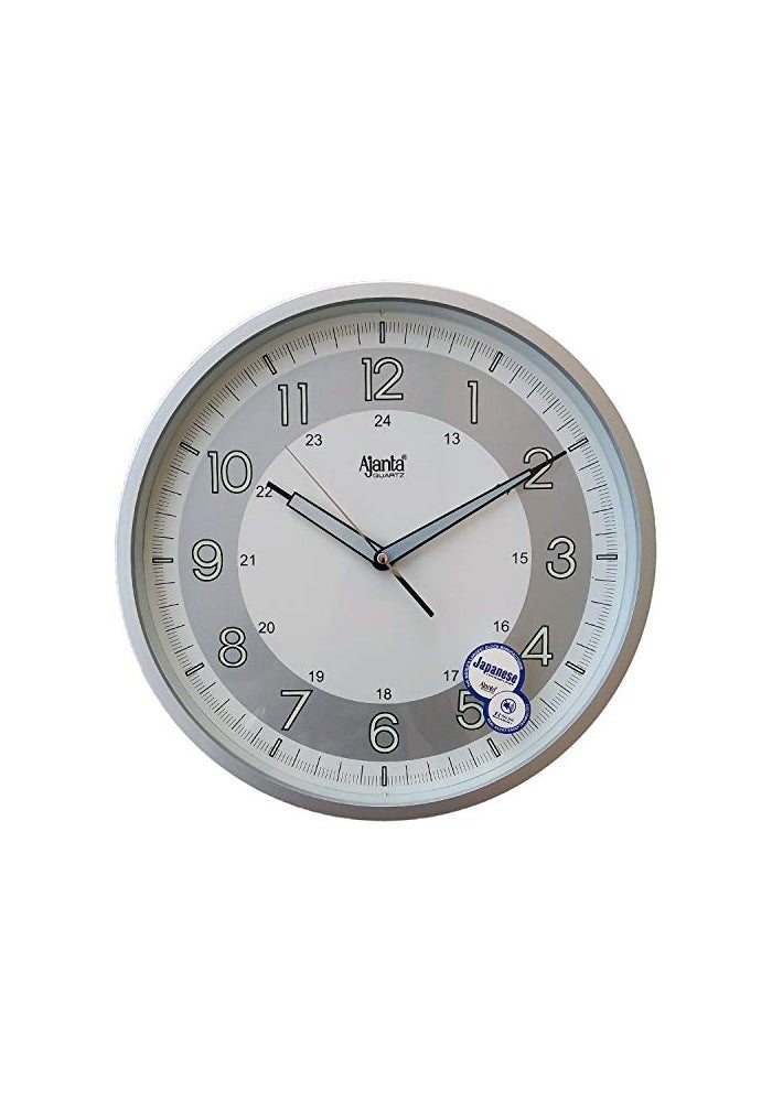 Ajanta 2937-White Silent Sweep Wall Clock | 30.3 cm Plastic Frame | Noiseless Analog | Modern Home & Office Décor | AA Battery Included - Image 1