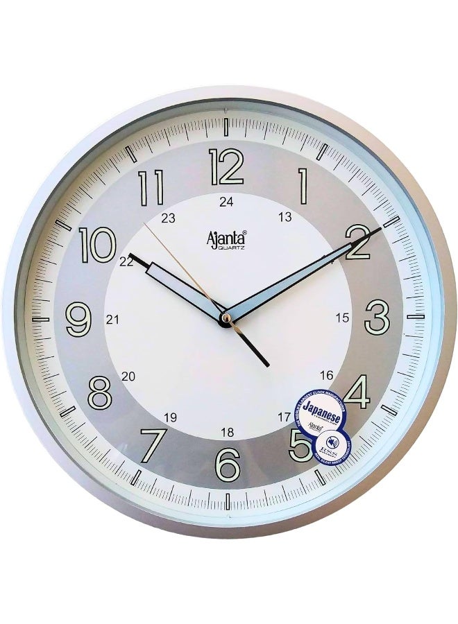 Ajanta 2937-White Silent Sweep Wall Clock | 30.3 cm Plastic Frame | Noiseless Analog | Modern Home & Office Décor | AA Battery Included - Image 1