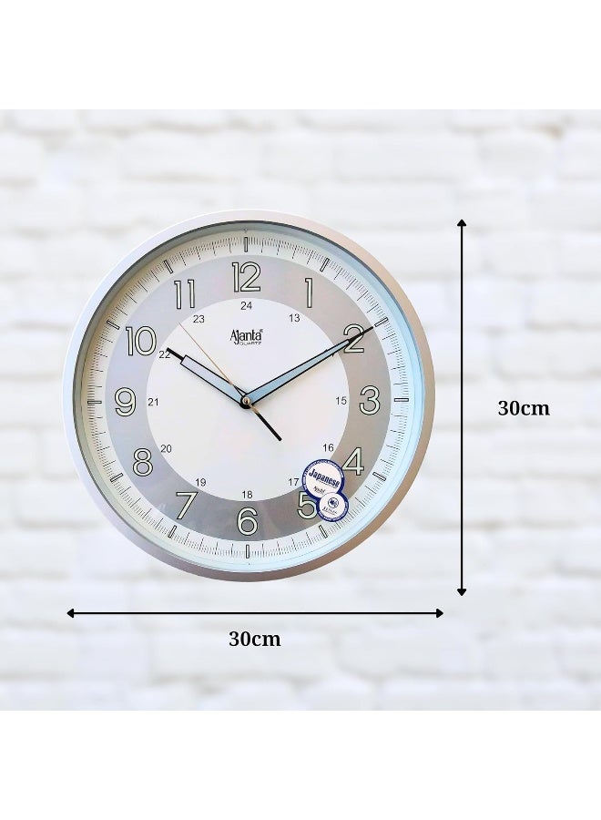 Ajanta 2937-White Silent Sweep Wall Clock | 30.3 cm Plastic Frame | Noiseless Analog | Modern Home & Office Décor | AA Battery Included - Image 2