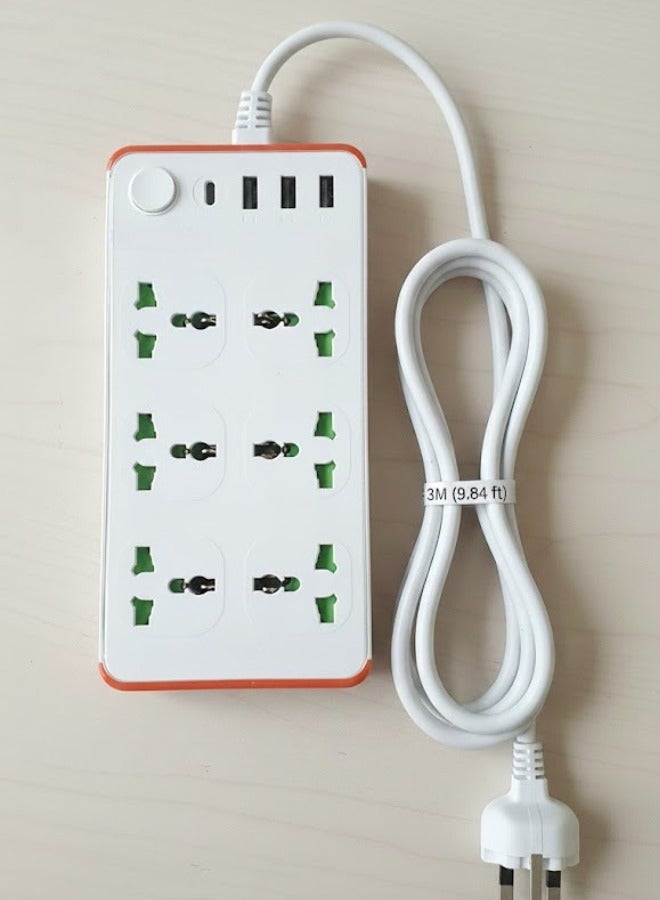 chaseup 3M (9.84 ft) Extension cable (6 outlet + 3 USB + 1 type-c) Extension Cord Power extension plug socket Power Strips, Multiple Outlets Multiplug lead extension board (Assorted) - Image 2