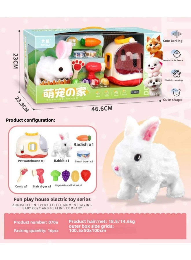 Fanglu Play House Electric Walking Sound Stuffed Rabbit Cat And Dog Parent-child Interactive Portable Pet Basket Toy Box-Color:070A, 16 Boxes In 1 Box  - Image 1