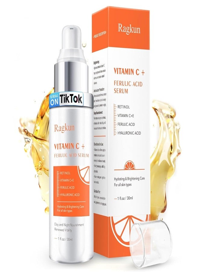 Ragkun 20% Vitamin C Serum, Retinol Serum for Face, Dark Spot Remover for Face, CE Ferulic Acid, Hyaluronic Acid, Hydrate & Plump Skin Care Anti Aging Wrinkle Brightening Skincare -1 Fl Oz. - Image 1