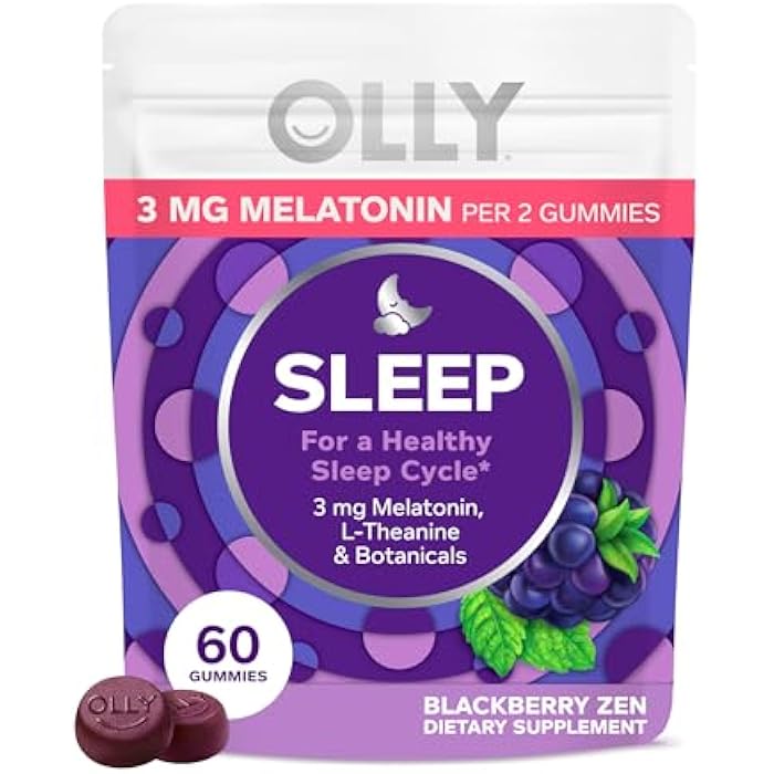 OLLY Sleep Gummy, 3 mg Melatonin, L-Theanine, Chamomile, and Lemon Balm Extracts, Blackberry Flavor, 30 Day Supply - 60 Count - Image 1