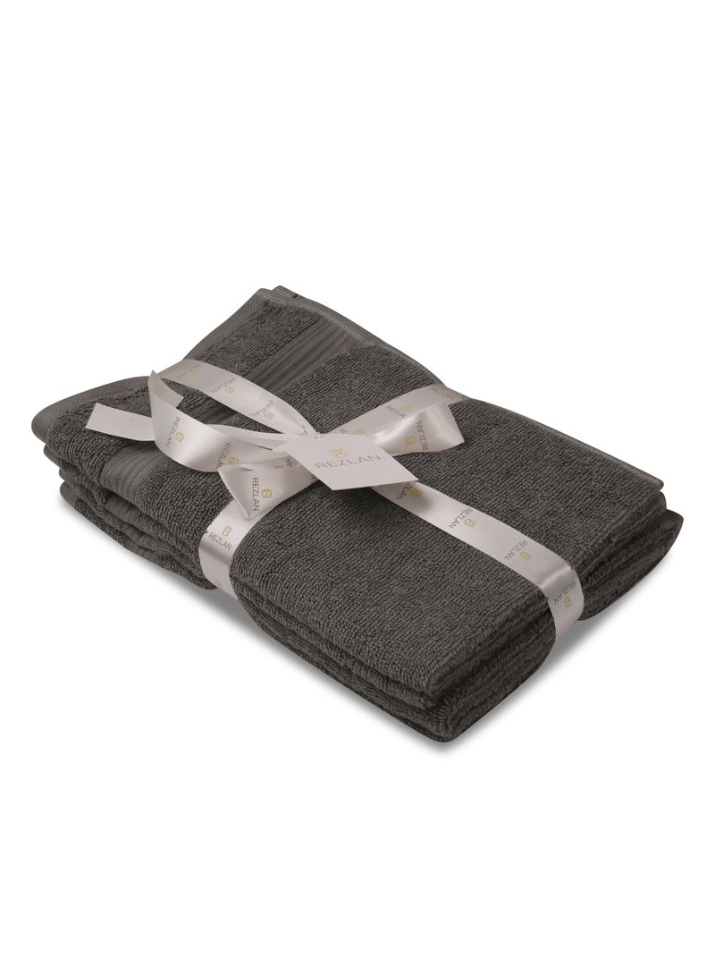 REZLAN UAE REZLAN Luxury 2-Piece Bath Sheet Set - 600 GSM Premium Cotton (100×155 cm/40×61 in) - Beach & Bath Towels - DK GREY  - Image 2