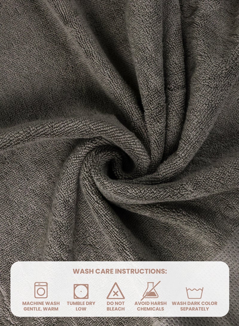 REZLAN UAE REZLAN Luxury 2-Piece Bath Sheet Set - 600 GSM Premium Cotton (100×155 cm/40×61 in) - Beach & Bath Towels - DK GREY  - Image 5