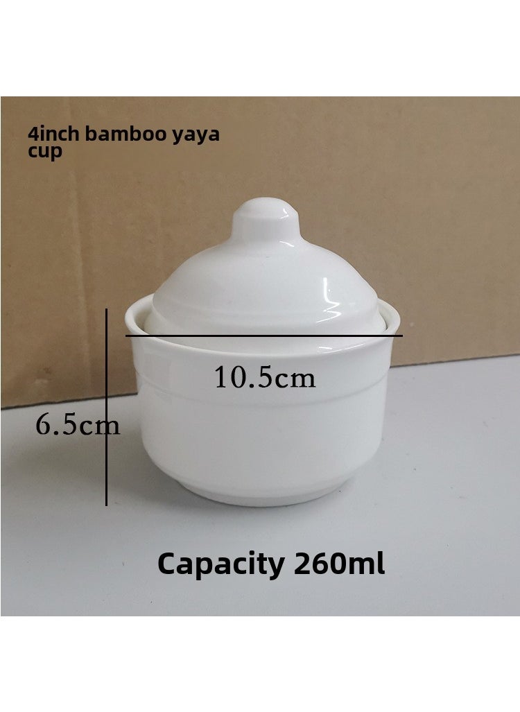 Generic - Ceramic Stew Pot 4-Inch with Lid Thick Durable 4 inch bamboo elegant Cup - Image 1