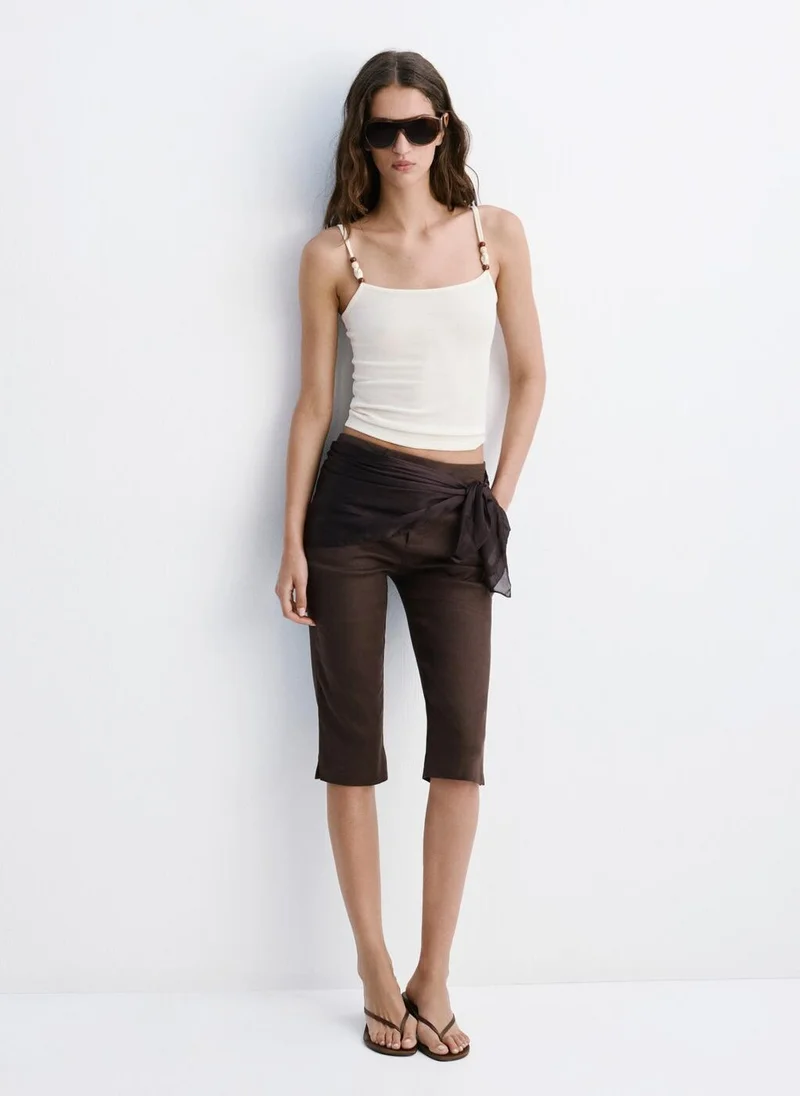 Mango 05-CRUDO Top With Thin Straps And Beads for Women | Best Price UAE